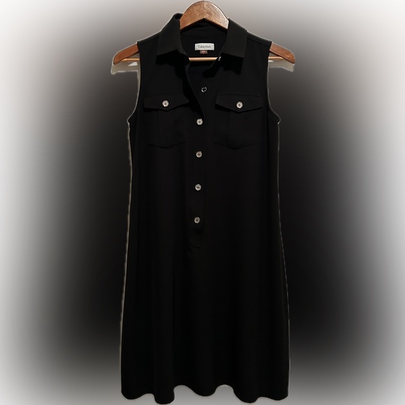 Calvin Klein Women’s Black Sleeveless Dress with Silver Buttons. Size 4 - Picture 8 of 8
